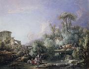 Landscape with a Young Fisherman Francois Boucher